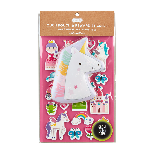 Unicorn Ouch Pouch Stickers GLOW IN THE DARK boo boo heal feel good mudpie