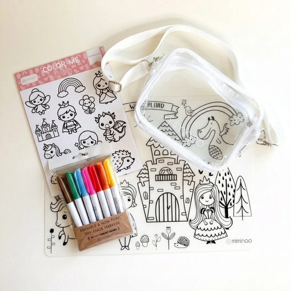 Create Your Own Travel Kit Coloring Mat + Stickers Sheet