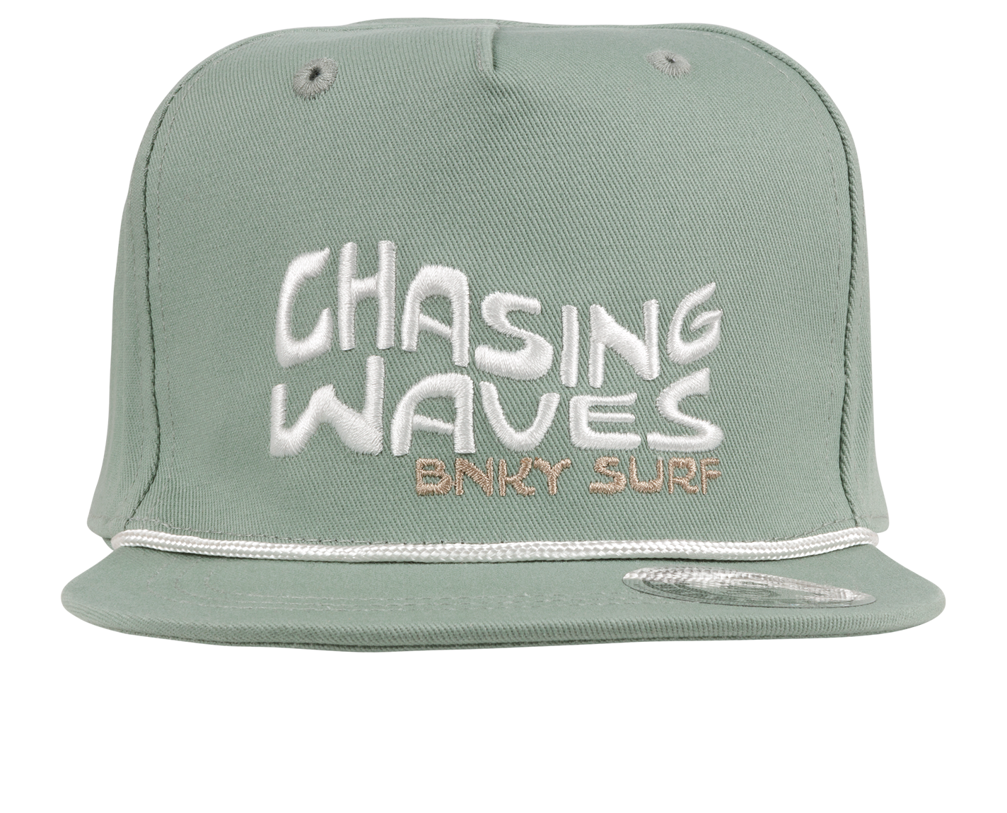 The Chasing Snapback Hat is the perfect accessory for surf and beach lovers of all ages. Featuring an all-teal/green design with an embroidered "Chasing Waves BNKY Surf" logo on the front, this stylish hat is made from 100% high-quality cotton for comfort and durability. Available in infant, toddler, youth, junior, and adult sizes, it’s a great fit for the whole family. Whether you’re hitting the beach or enjoying a casual day out, this snapback hat combines coastal vibes with everyday functionality. Perfec