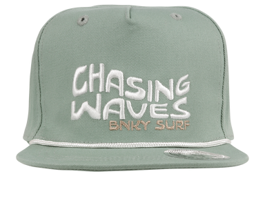 The Chasing Snapback Hat is the perfect accessory for surf and beach lovers of all ages. Featuring an all-teal/green design with an embroidered "Chasing Waves BNKY Surf" logo on the front, this stylish hat is made from 100% high-quality cotton for comfort and durability. Available in infant, toddler, youth, junior, and adult sizes, it’s a great fit for the whole family. Whether you’re hitting the beach or enjoying a casual day out, this snapback hat combines coastal vibes with everyday functionality. Perfec