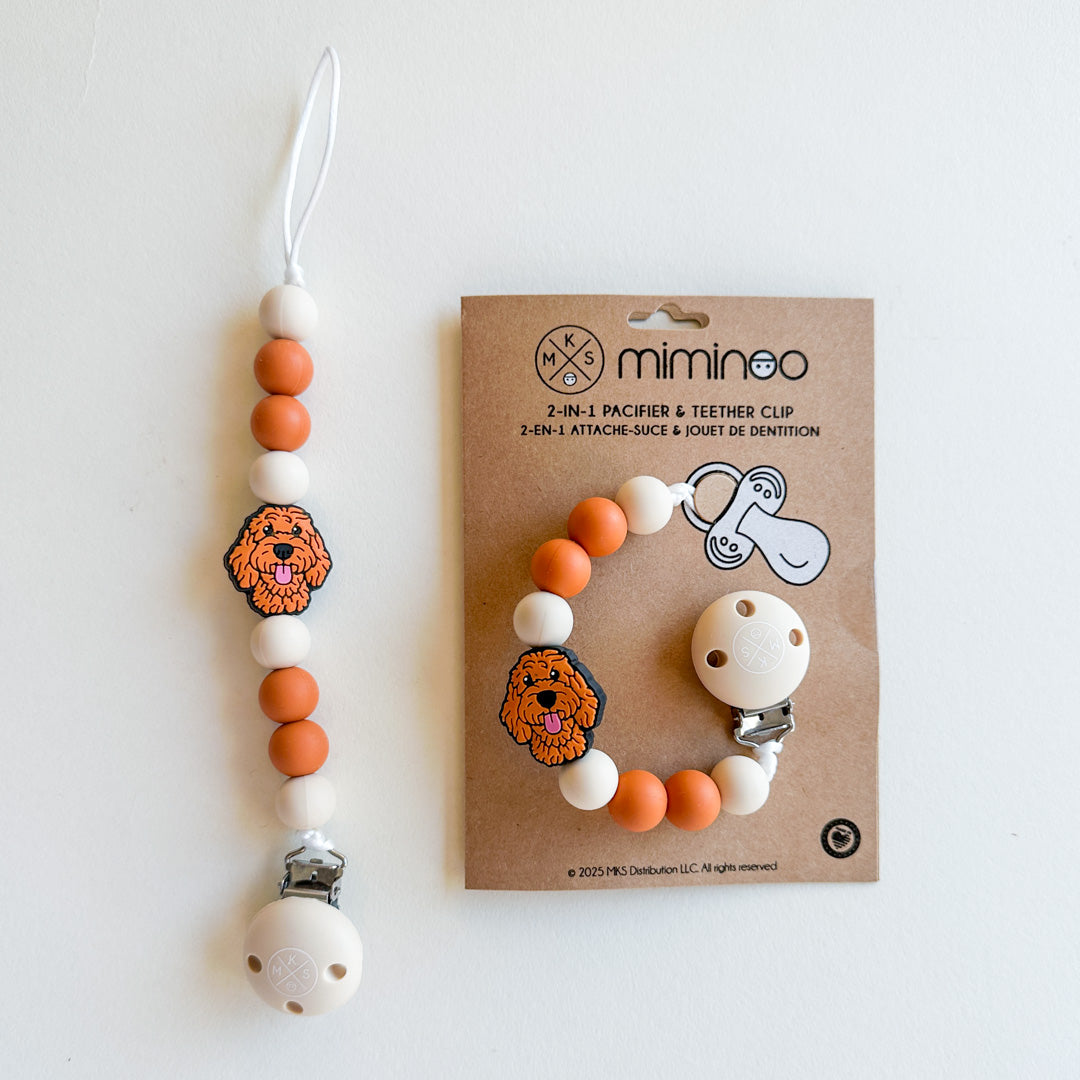 Pacifier clip & Teether Holder Goldendoodle