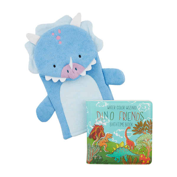 Dinos Bath Book & Mitt Set
