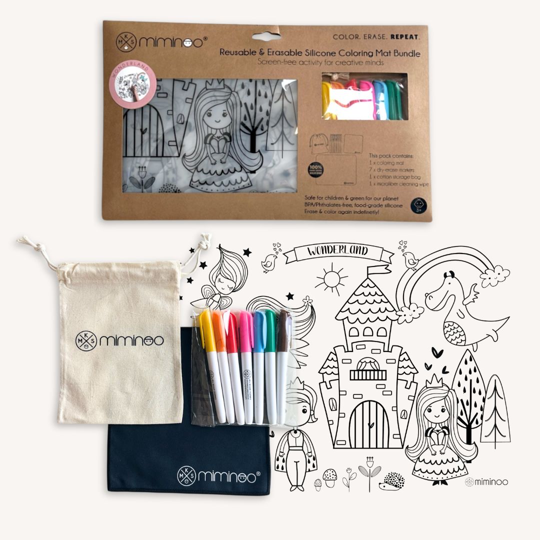 Silicone Reusable Coloring Mat & Markers Set - Wonderland