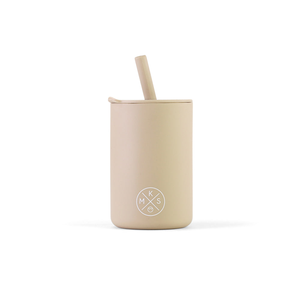 Drinking cup with straw - Beige