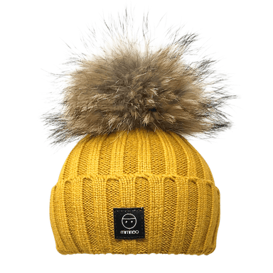 Angora Classic Line Single Snap On Pom Pom Hat Mustard-Winter Beanies-Mix & Match baby beanie winter hat snap on removable pompom single or double by MKS Miminoo Arizona USA