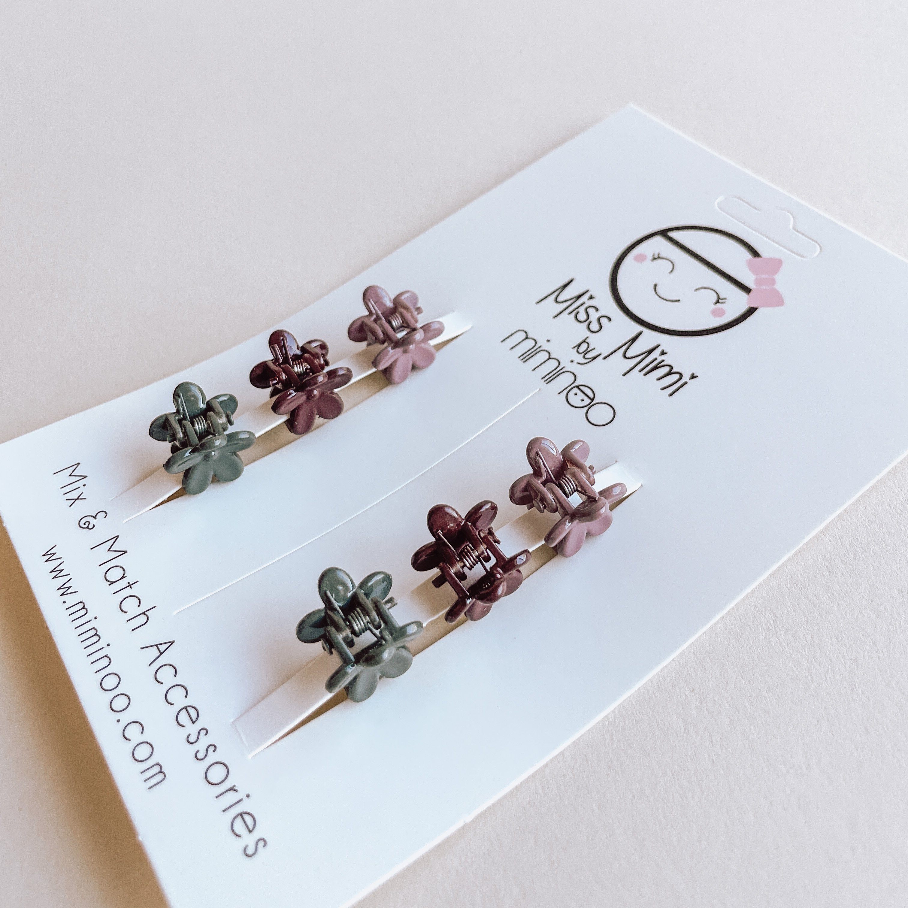 Glossy mini flower hair claws - Frozen Pink Hair Claws Miss Mimi