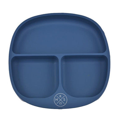 Silicone suction plate in Navy A PLATE by MKS Unbreakable, durable and low maintenance dinnerware by MKS Distribution LLC Gilbert Phoenix USA. Modern trendy minimalist design.