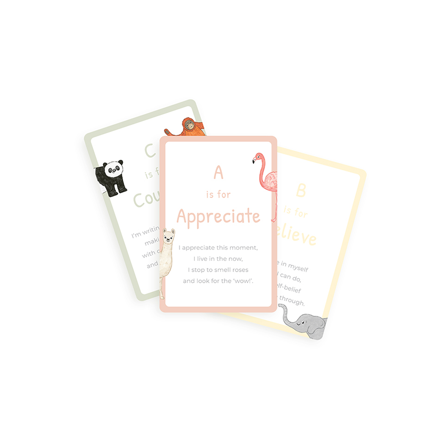 AZ alphabet mindful affirmation cards for kids calm children mks miminoo montessori homeschooling