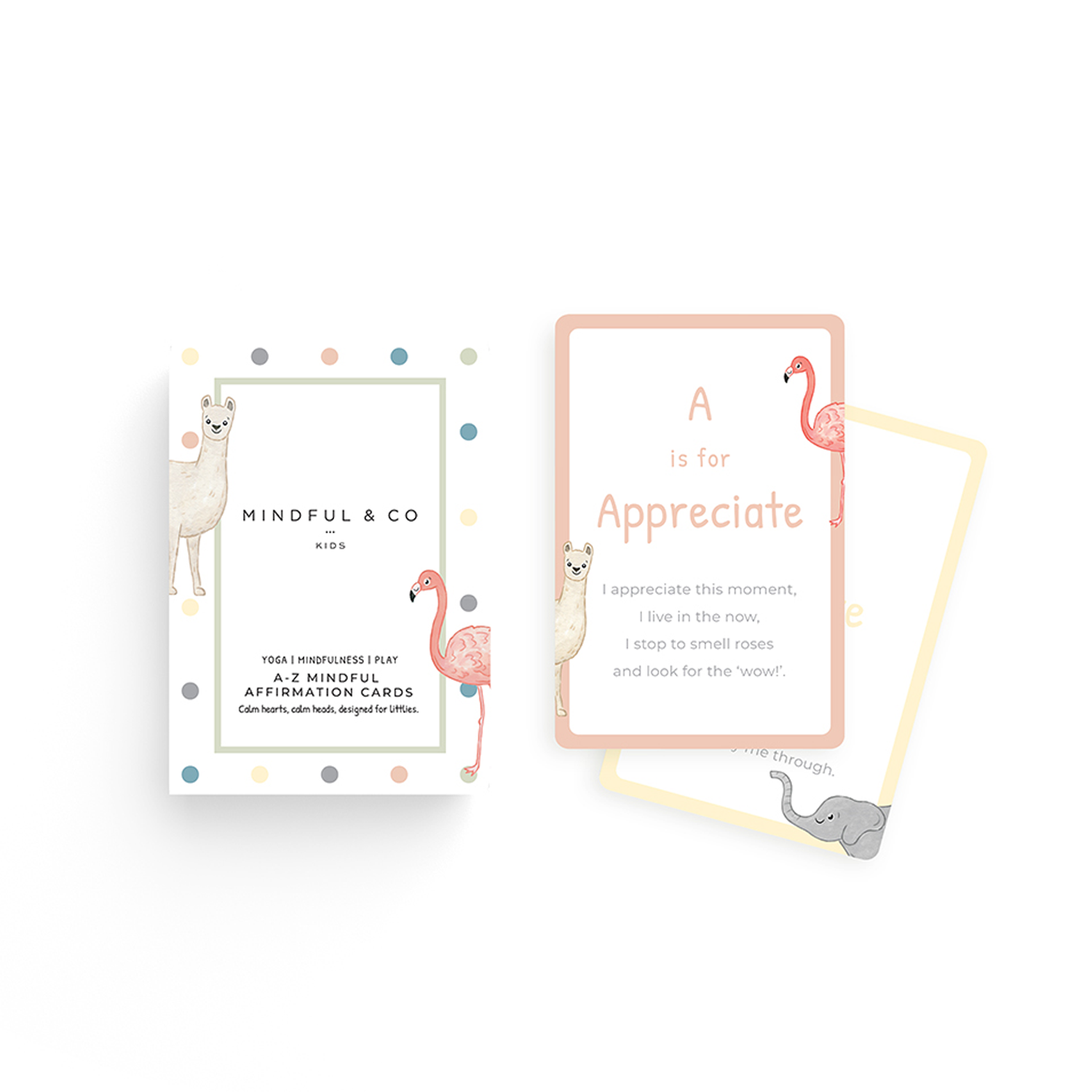 AZ alphabet mindful affirmation cards for kids calm children mks miminoo