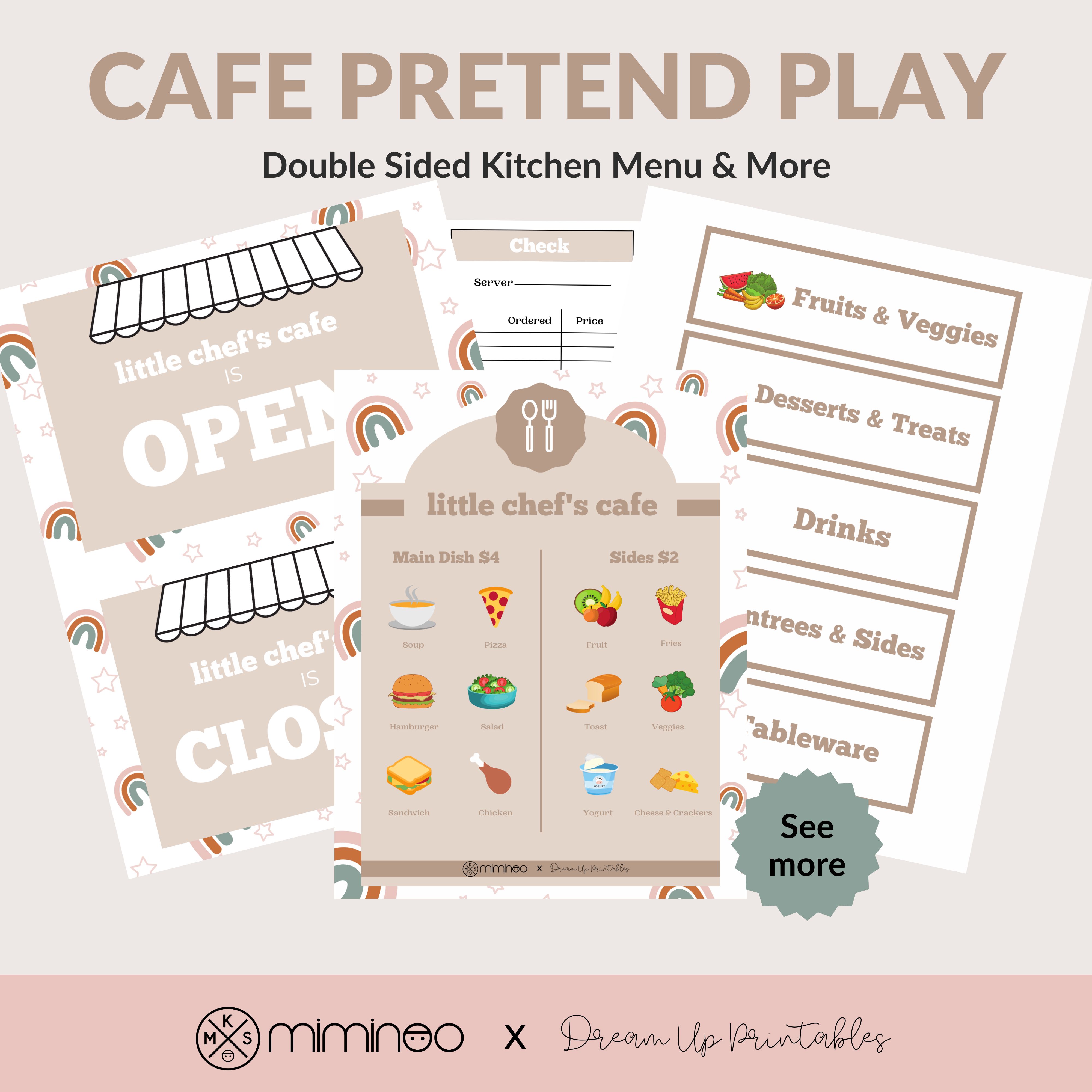Café Pretend Play Printable Files