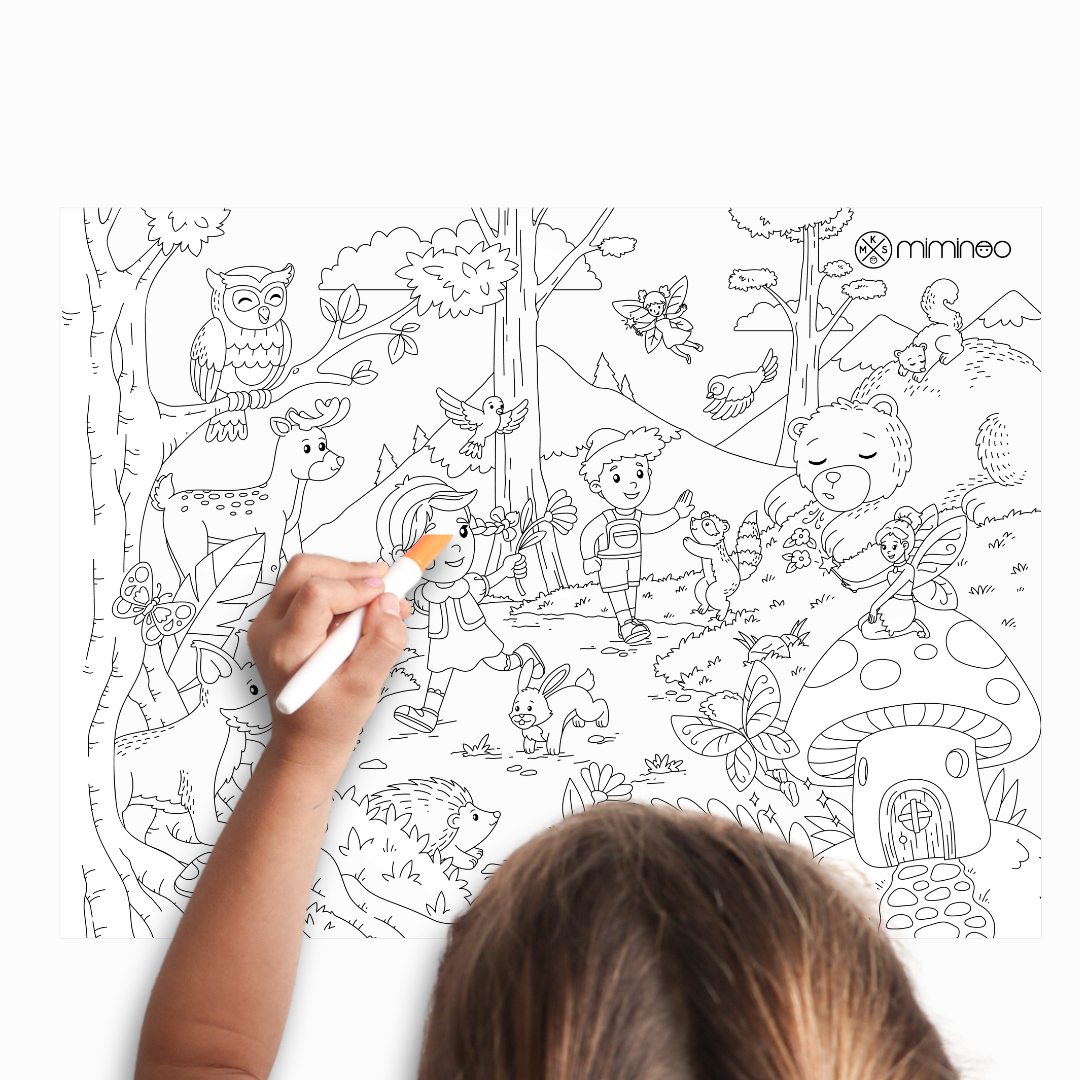 Silicone Reusable Coloring Tablemat Set - Enchanted Forest