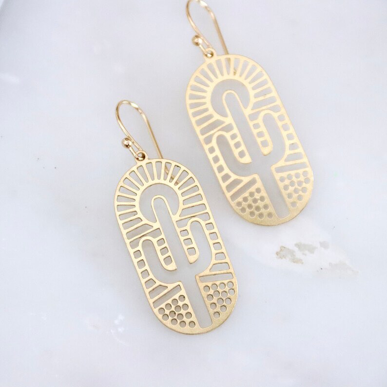 Gold Plated Cactus Earrings