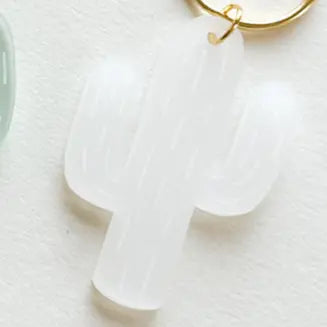 Acrylic Keychain Frosted Cactus Miminoo Jewelry
