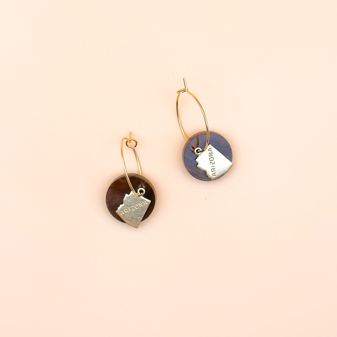Arizona Acrylic Charm Hoops Gold-Plated Earrings