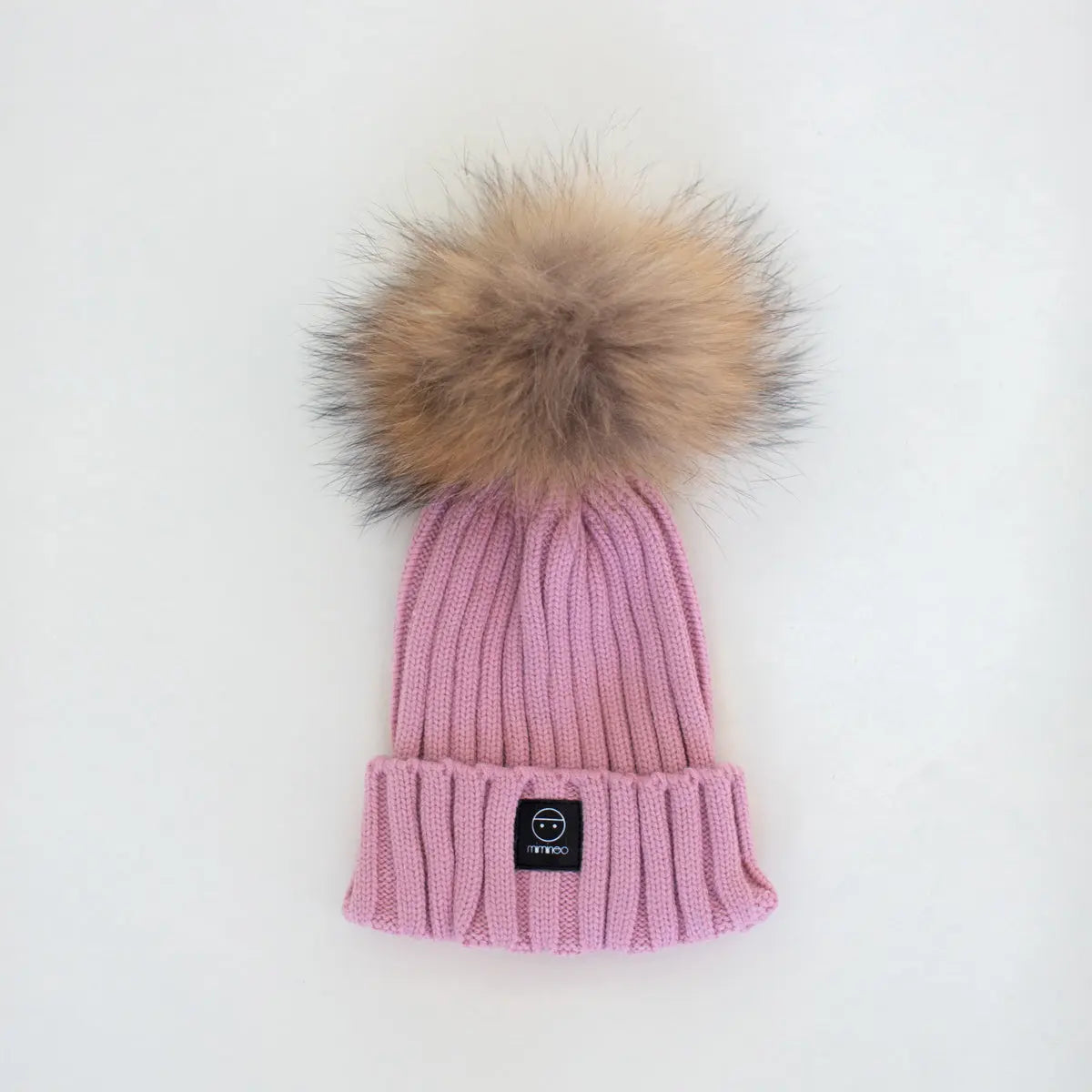 Angora Classic Line Single Snap On Pom Pom Hat Dusty Pink MKS MIMINOO