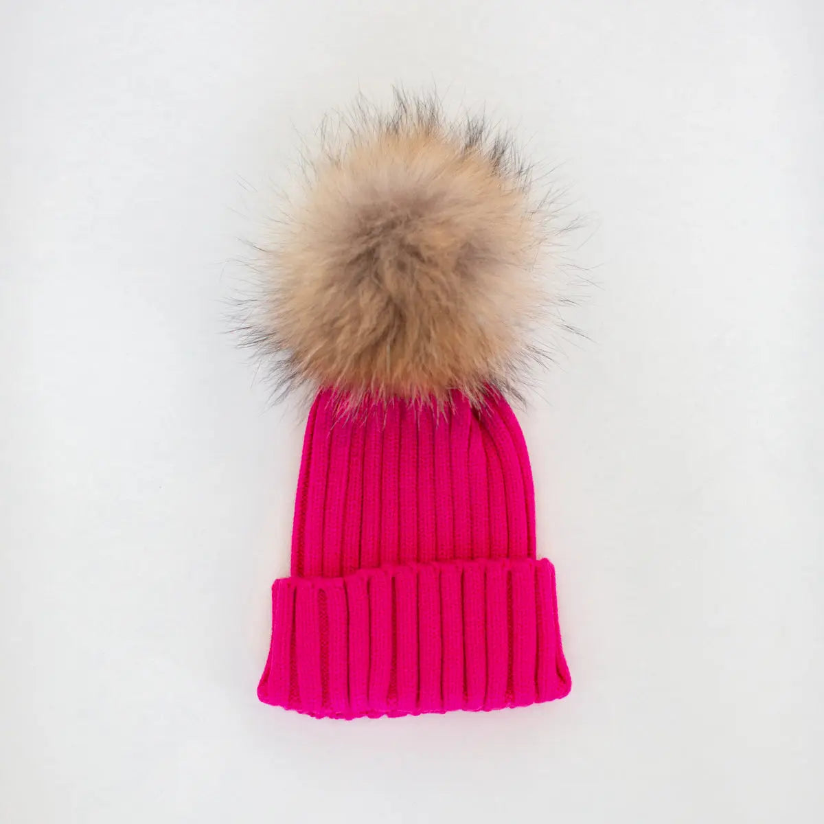Angora Classic Line Single Snap On Pom Pom Hat Fuchsia Pink MKS MIMINOO