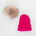 Angora Classic Line Single Snap On Pom Pom Hat Fuchsia Pink MKS MIMINOO