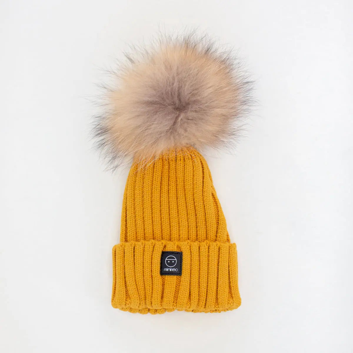 Angora Classic Line Single Snap On Pom Pom Hat Mustard MKS MIMINOO