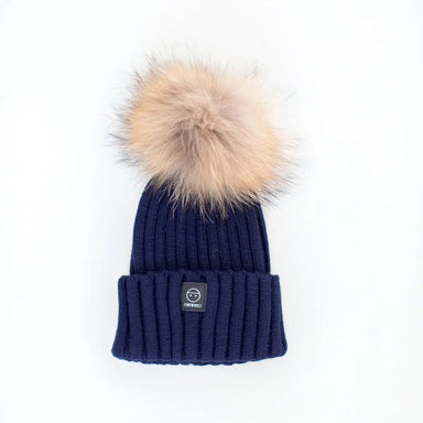 Angora Classic Line Single Snap On Pom Pom Hat Navy MKS MIMINOO