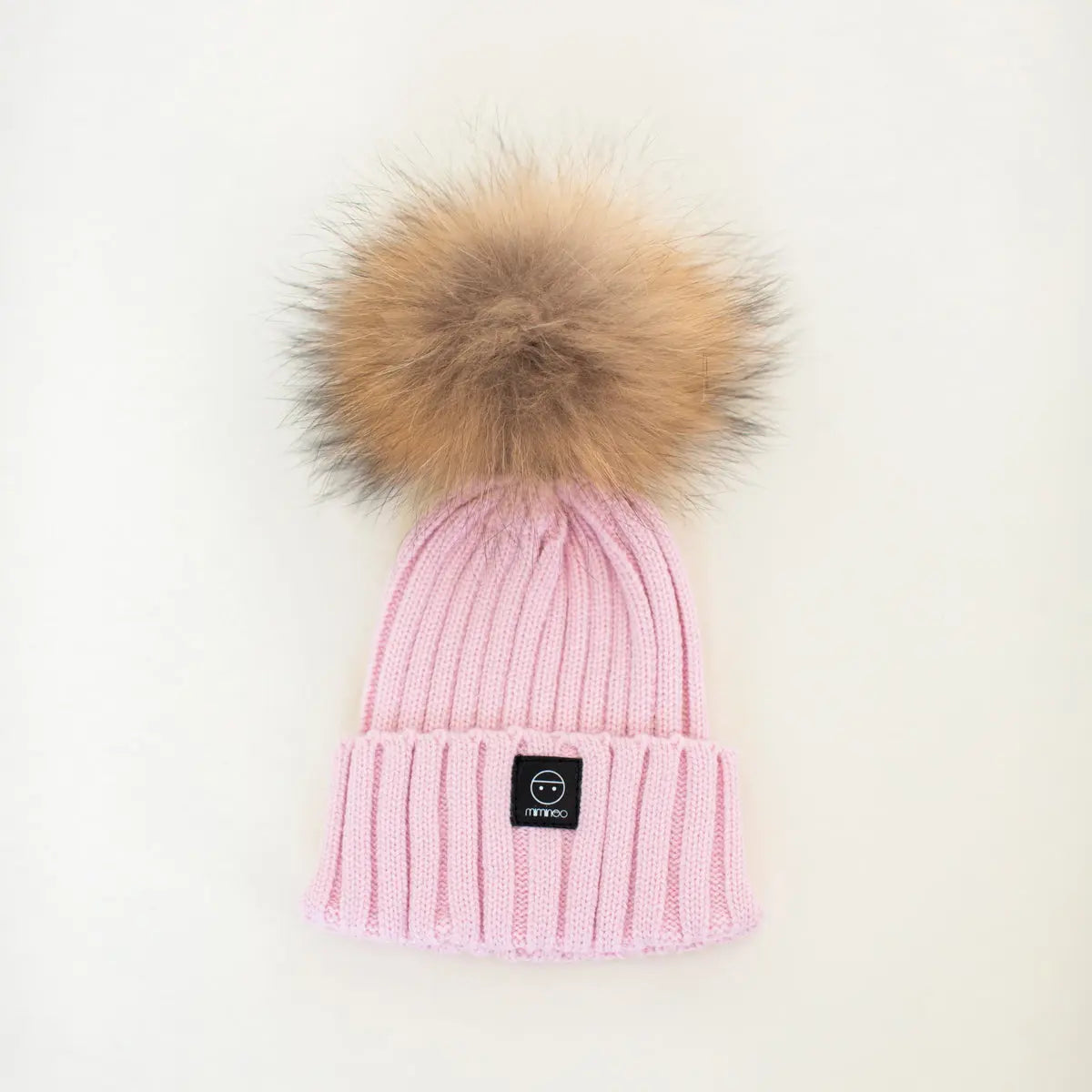 Angora Classic Line Single Snap On Pom Pom Hat Pink MKS MIMINOO
