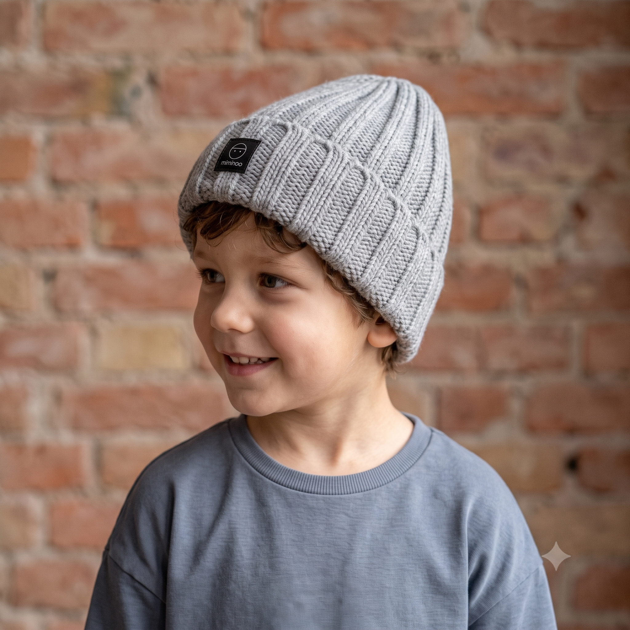 Angora Classic Ribbed Beanie Pom Snap-Button Option Light Grey
