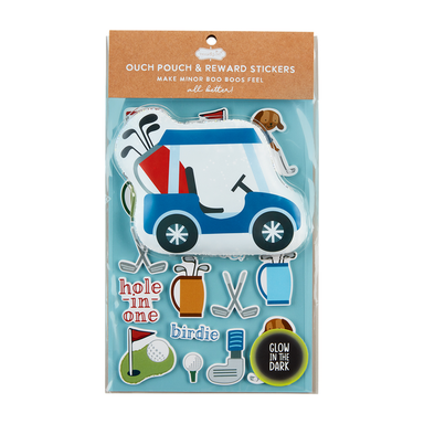 Blue Golf Cart Ouch Pouch & glow in the dark rewards Stickers Mudpie at mks miminoo arizona