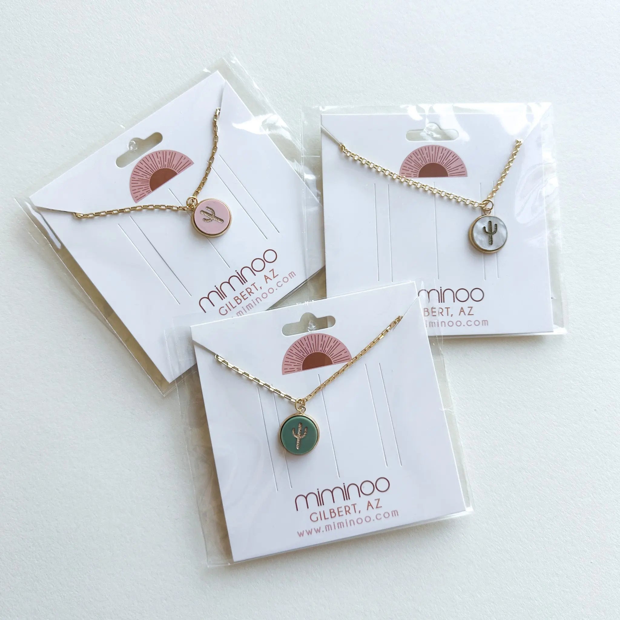 Cactus 18K Gold Plated Charm Necklace - Desert tones Miminoo Jewelry