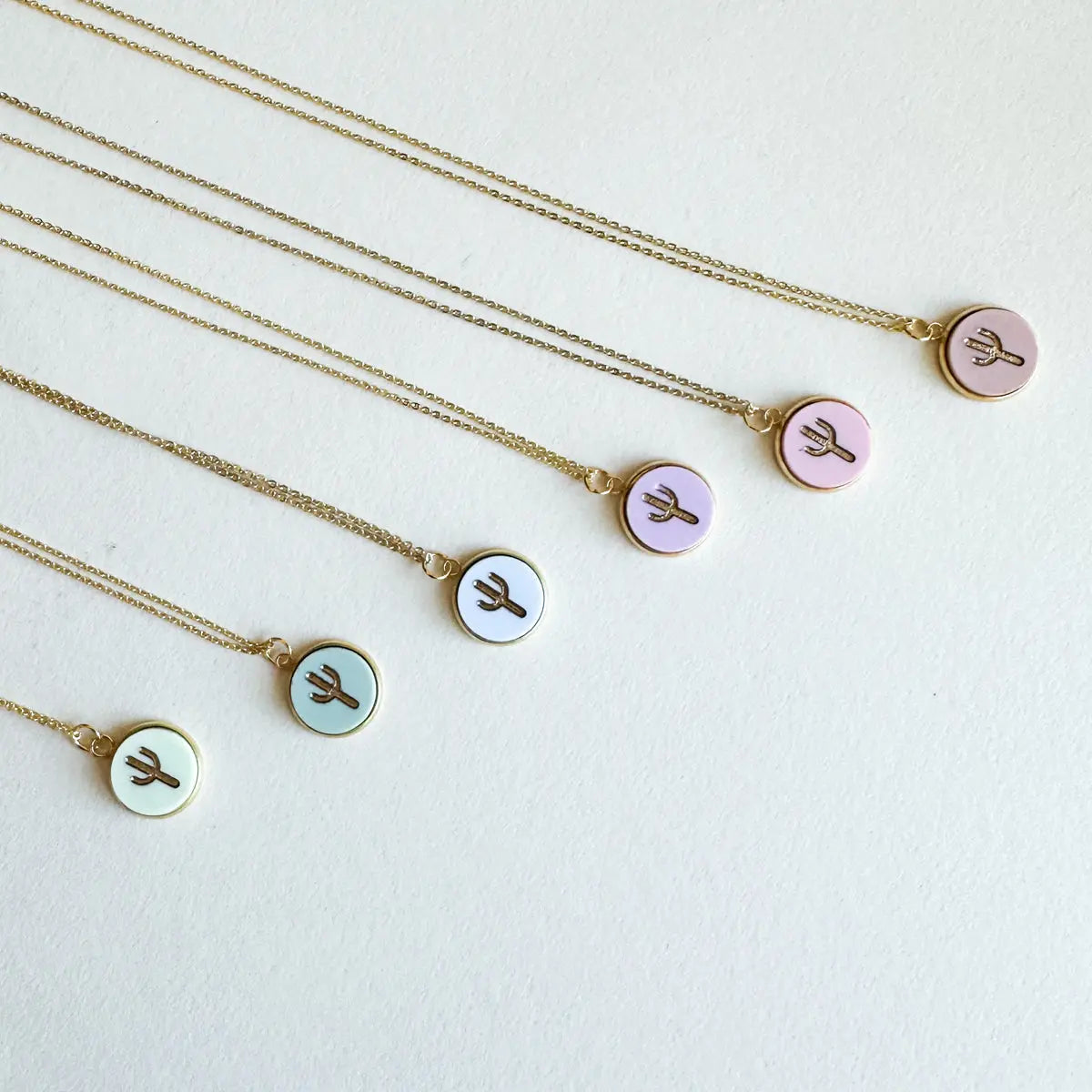 Cactus 18K Gold Plated Charm Necklace - Summer Pastel tones Miminoo Jewelry