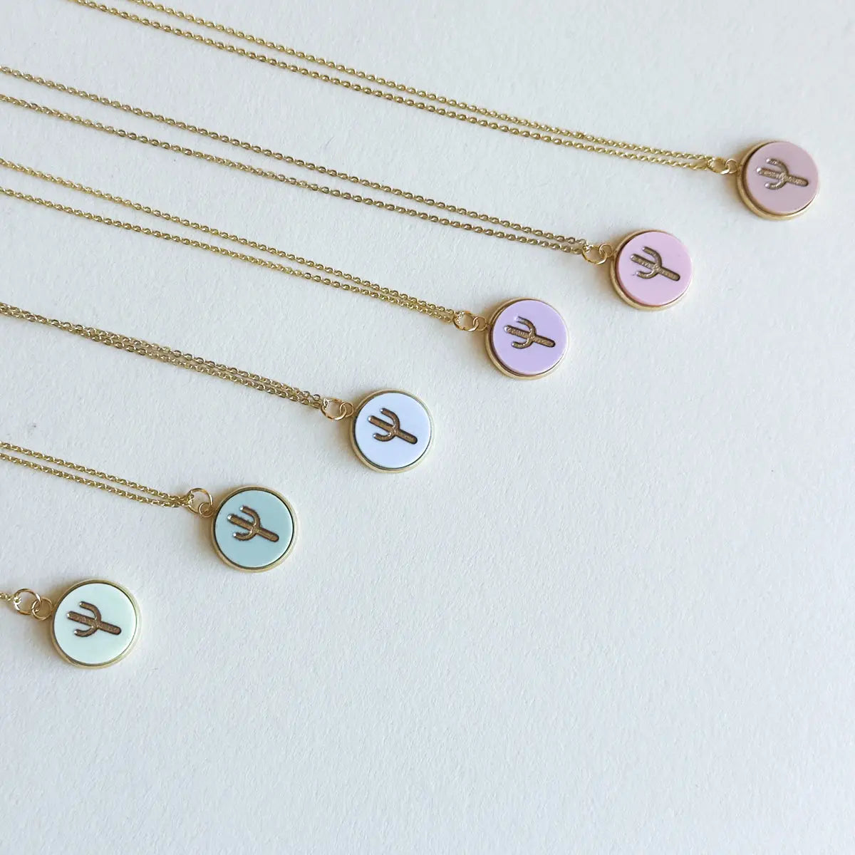 Cactus 18K Gold Plated Charm Necklace - Summer Pastel tones Miminoo Jewelry
