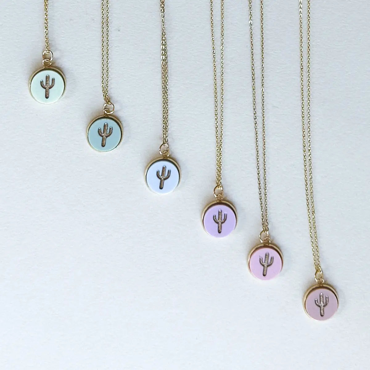 Cactus 18K Gold Plated Charm Necklace - Summer Pastel tones Miminoo Jewelry