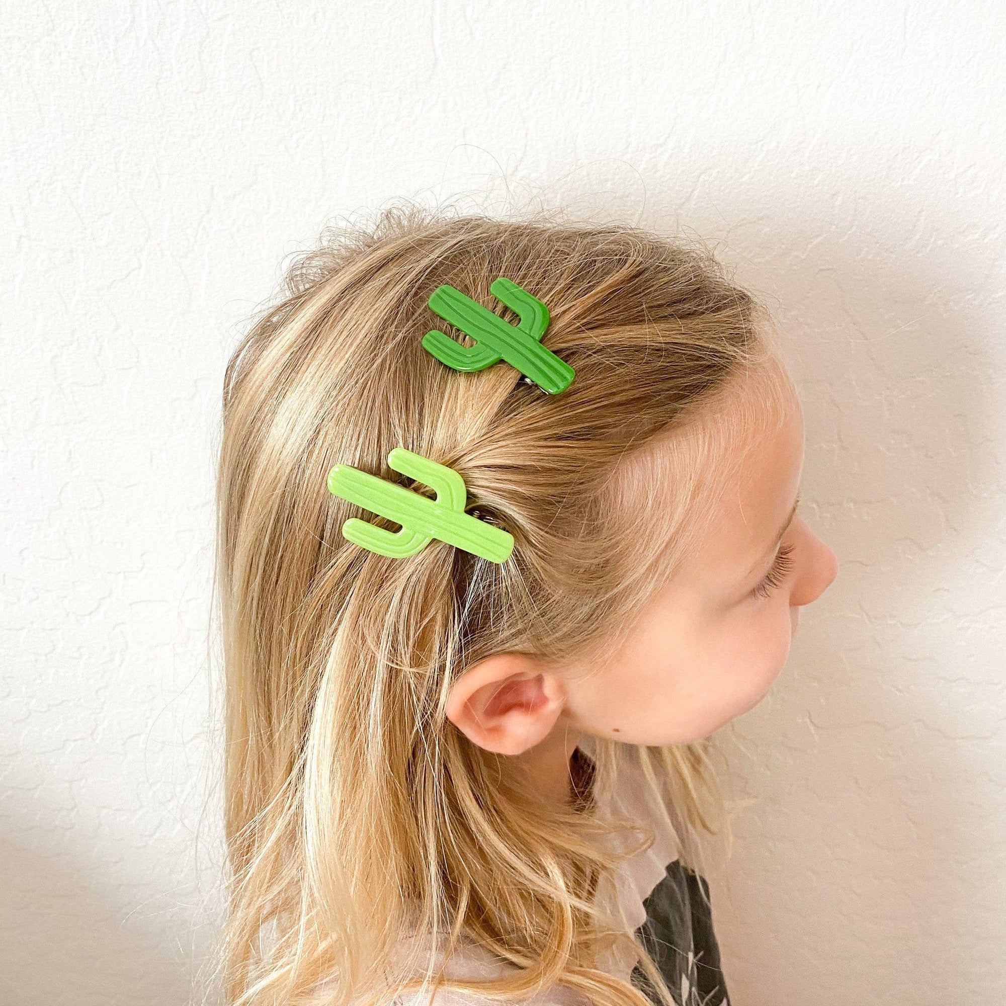 Cactus Acetate Barrette Hair Clip for Fall, Lime Green Miminoo