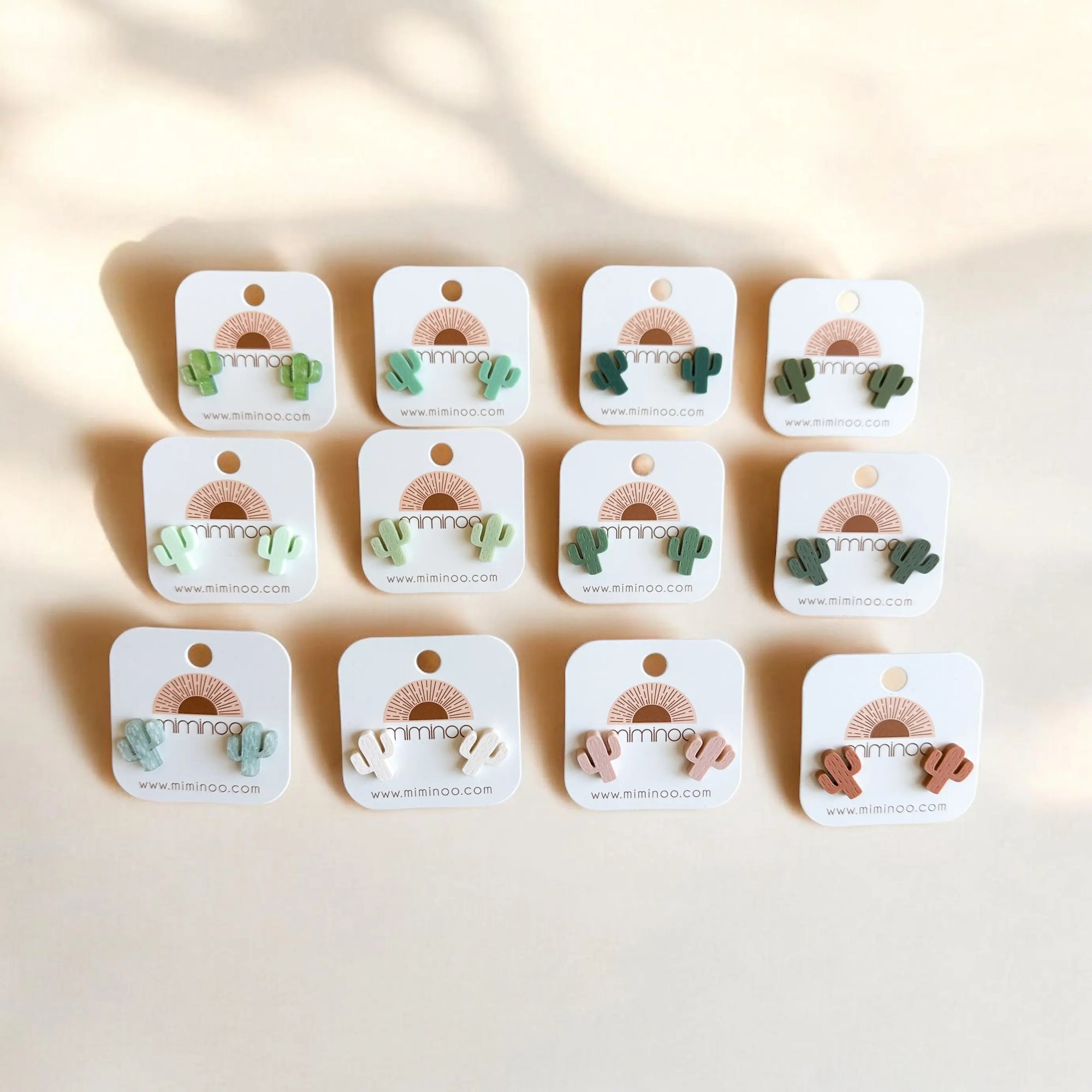 Cactus Engraved Stud Earrings handcrafted acrylic jewelry by Miminoo