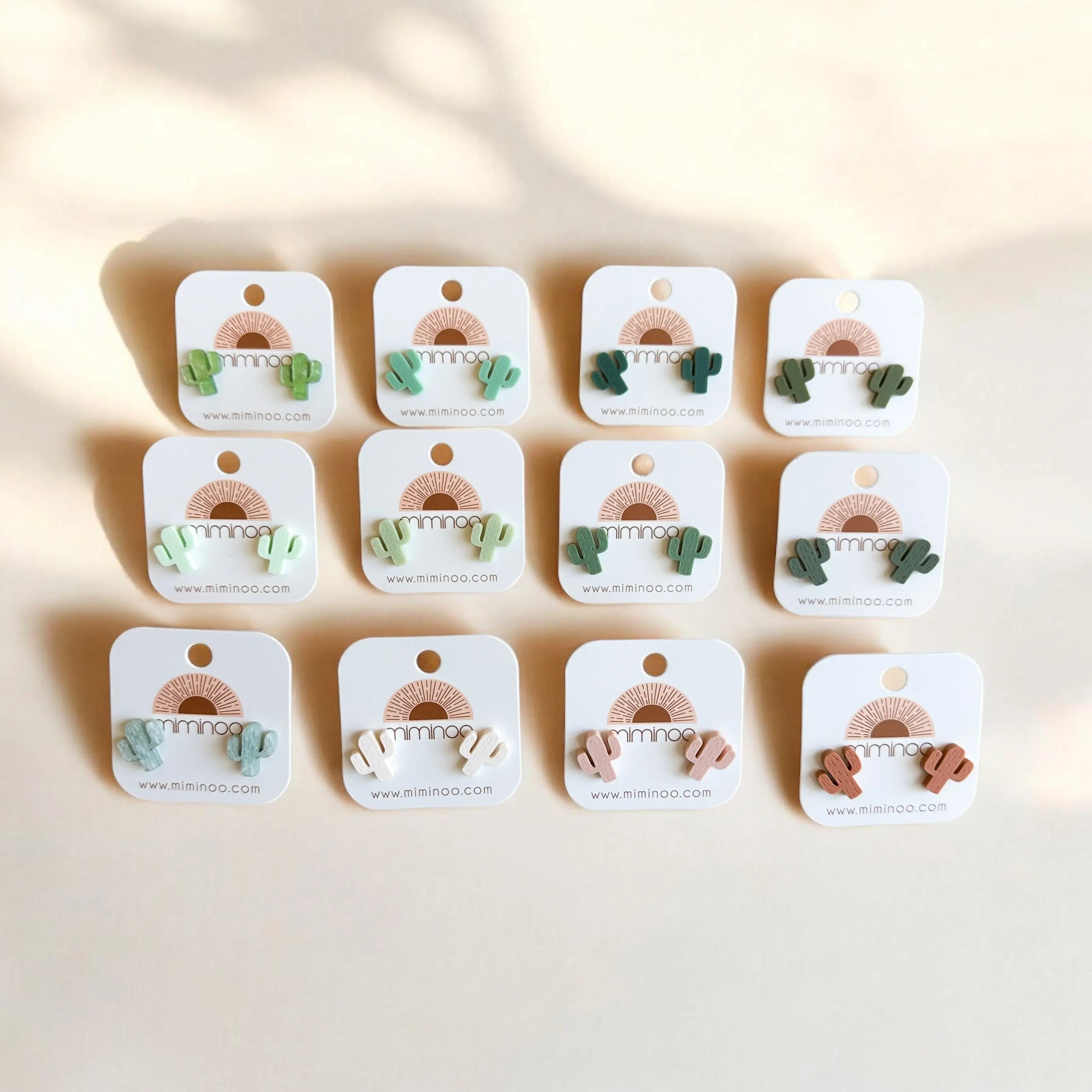 Cactus Engraved Stud Earrings handcrafted acrylic jewelry by Miminoo