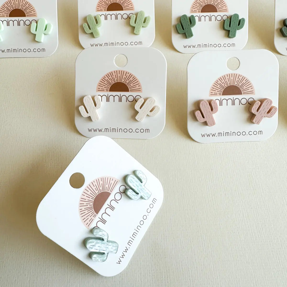 Cactus Engraved Stud Earrings handcrafted acrylic jewelry by Miminoo