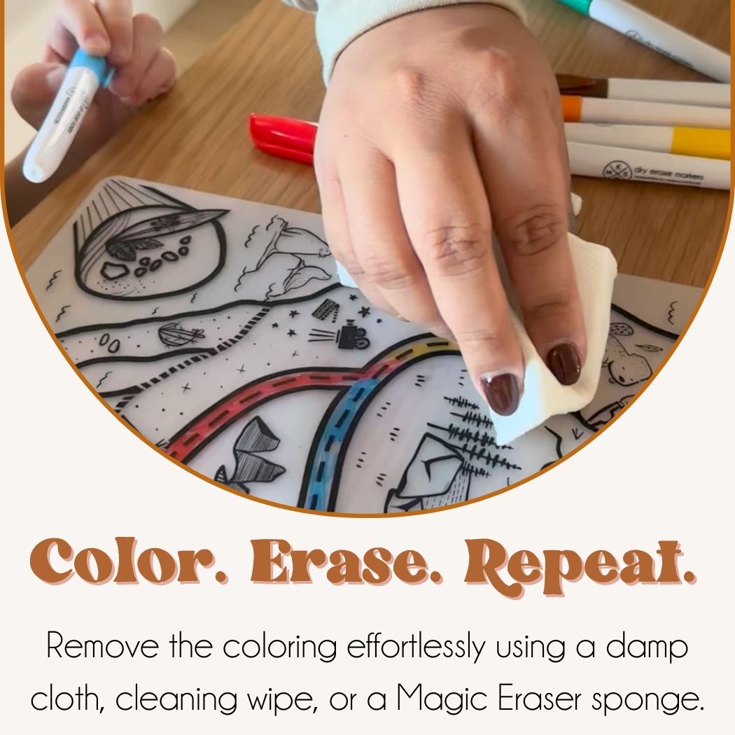 Silicone Reusable Coloring Mat & Markers Set - Girls Dreamworld