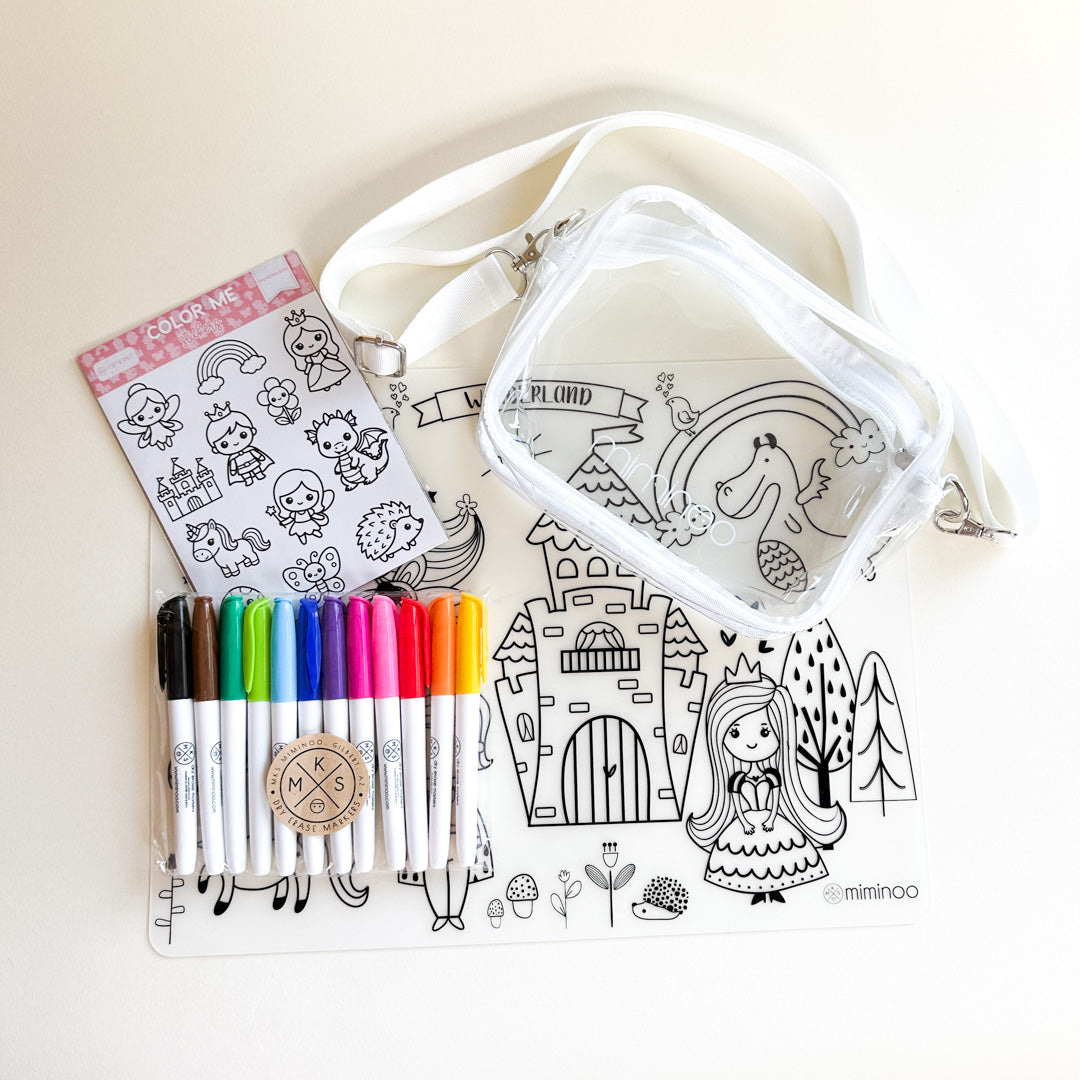 Create Your Own Travel Kit Coloring Mat + Stickers Sheet