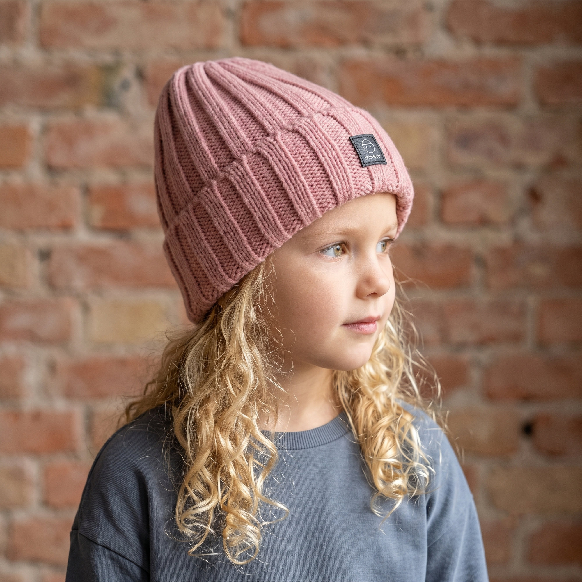 Angora Classic Ribbed Beanie Pom Snap-Button Option Dusty Pink