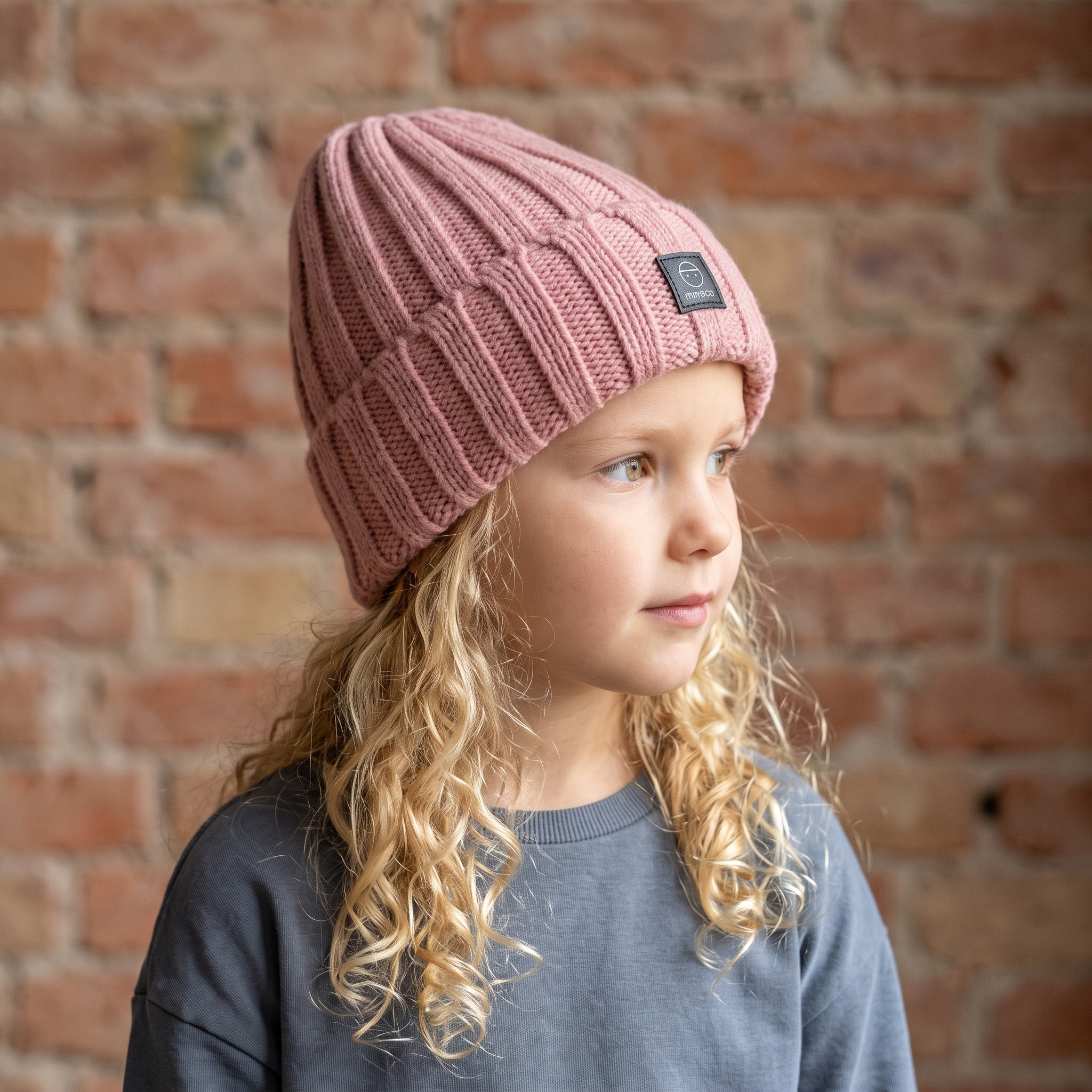 Angora Classic Ribbed Beanie Pom Snap-Button Option Dusty Pink