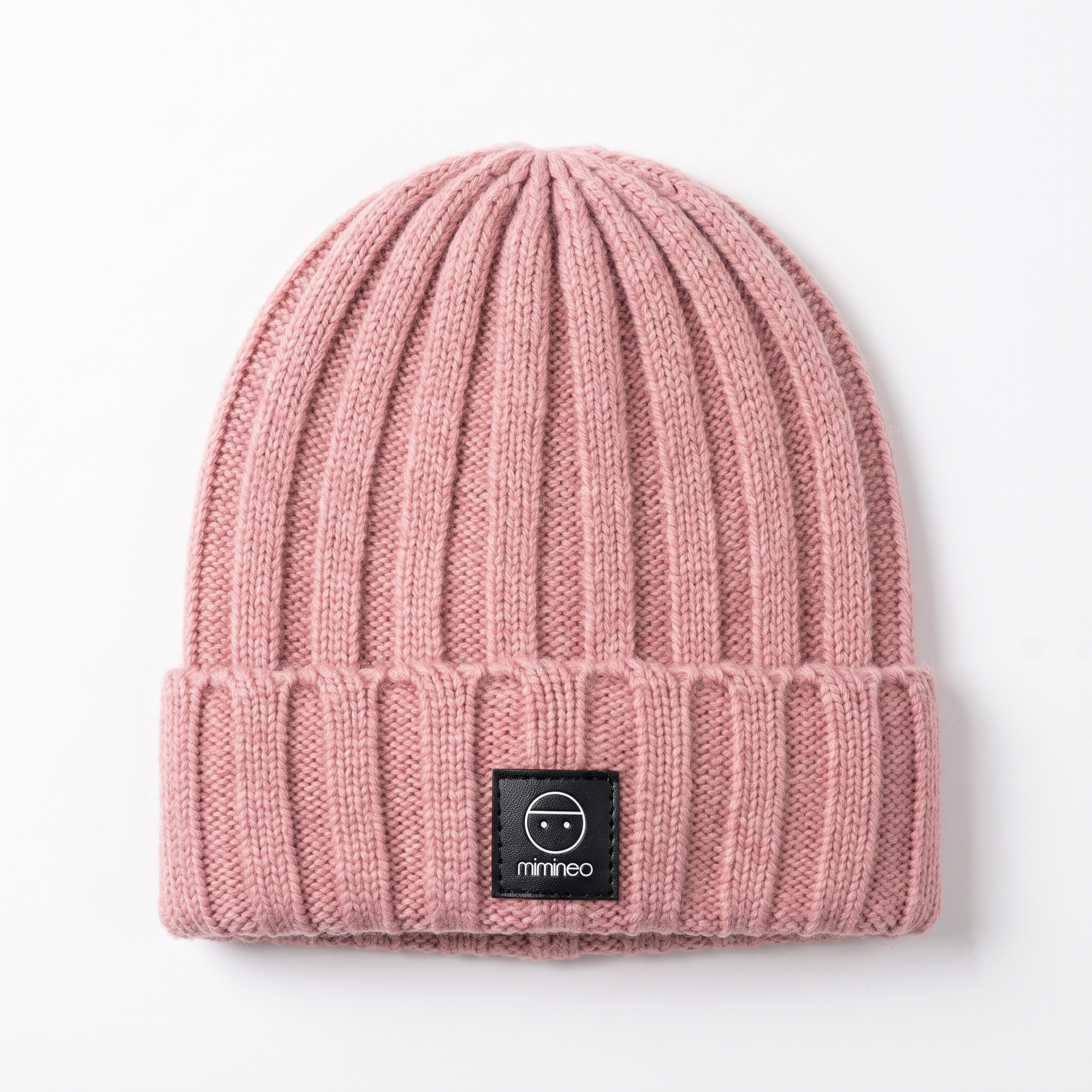 Angora Classic Ribbed Beanie Pom Snap-Button Option Dusty Pink
