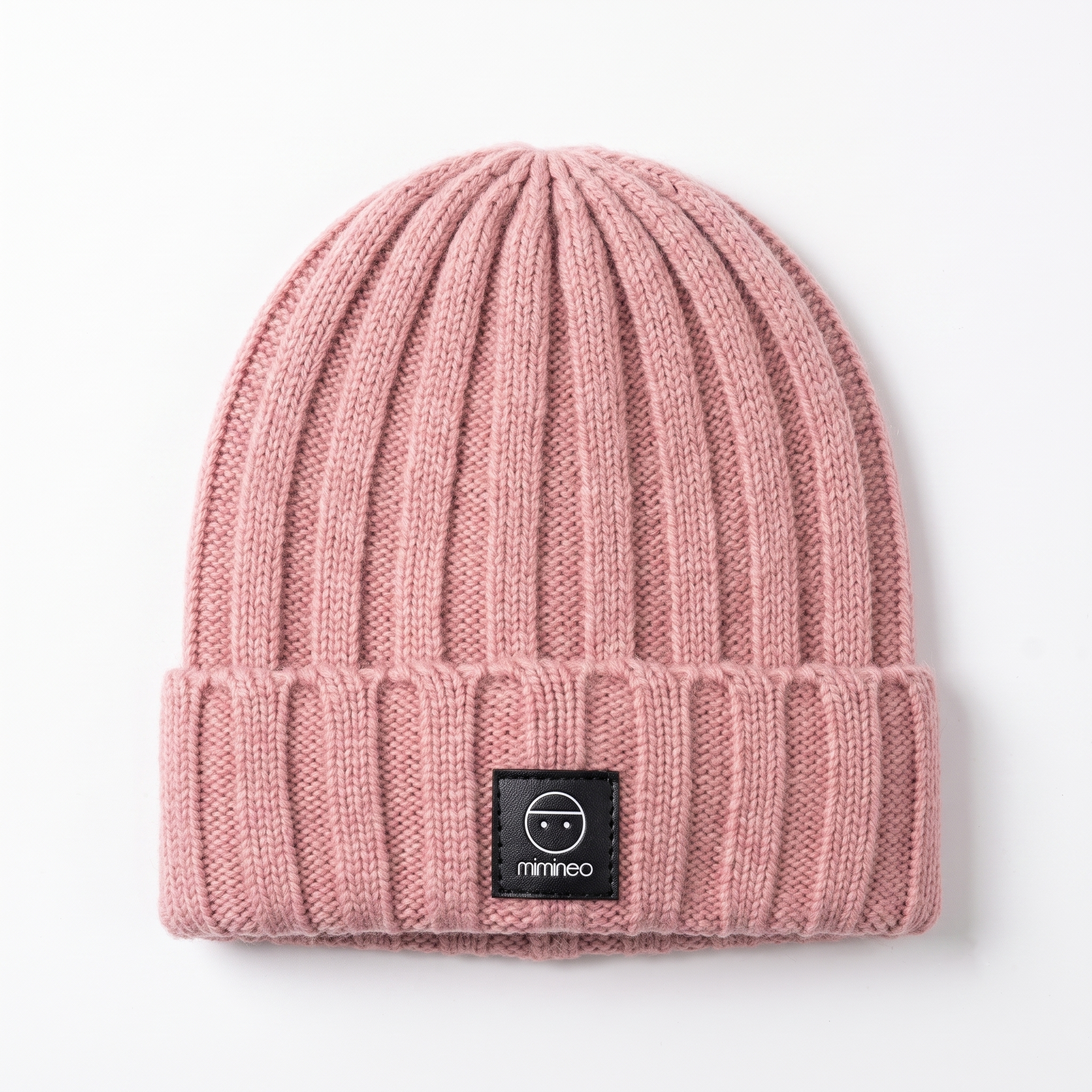 Angora Classic Ribbed Beanie Pom Snap-Button Option Dusty Pink