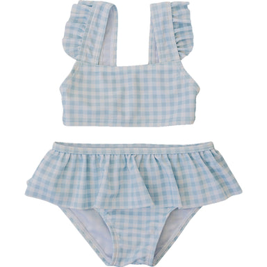 Light Blue Gingham Ruffle Bikini Set for little girls summer swimwear Mebie Baby at MKS Miminoo