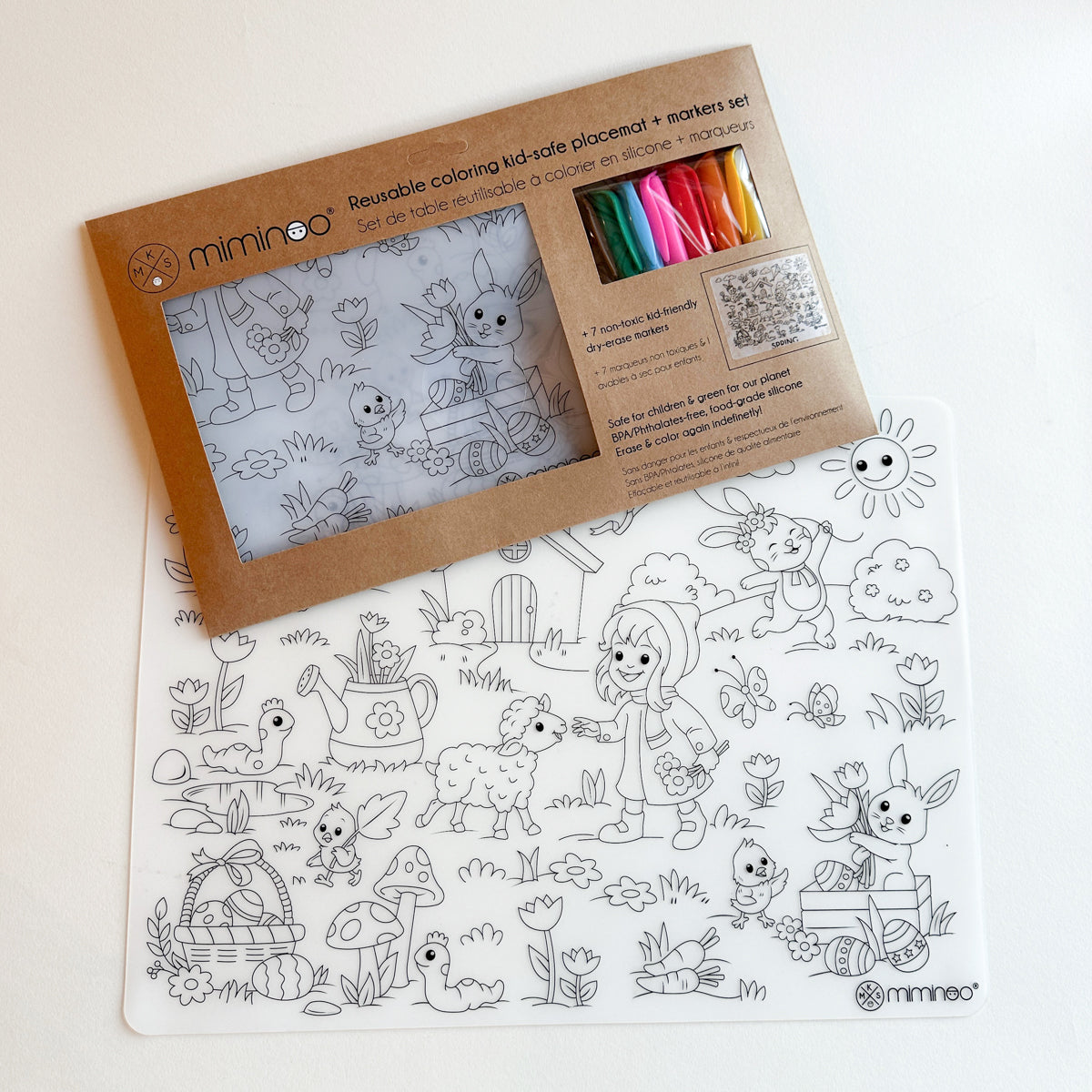 silicone erasable coloring mat sustainable toy durable set with dry-erase markers by mks miminoo usa
