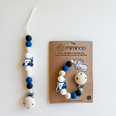 Pacifier clip & Teether Holder Golf Car Blue MKS MIMINOO