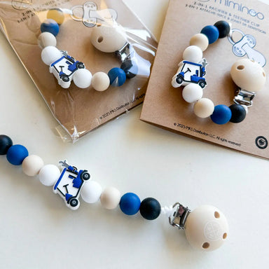 Pacifier clip & Teether Holder Golf Car Blue MKS MIMINOO