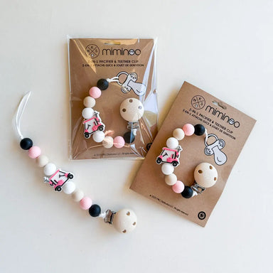 Pacifier clip & Teether Holder Golf Car Pink MKS MIMINOO