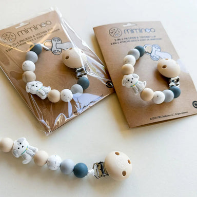 Pacifier clip & Teether Holder Puppy White MKS MIMINOO