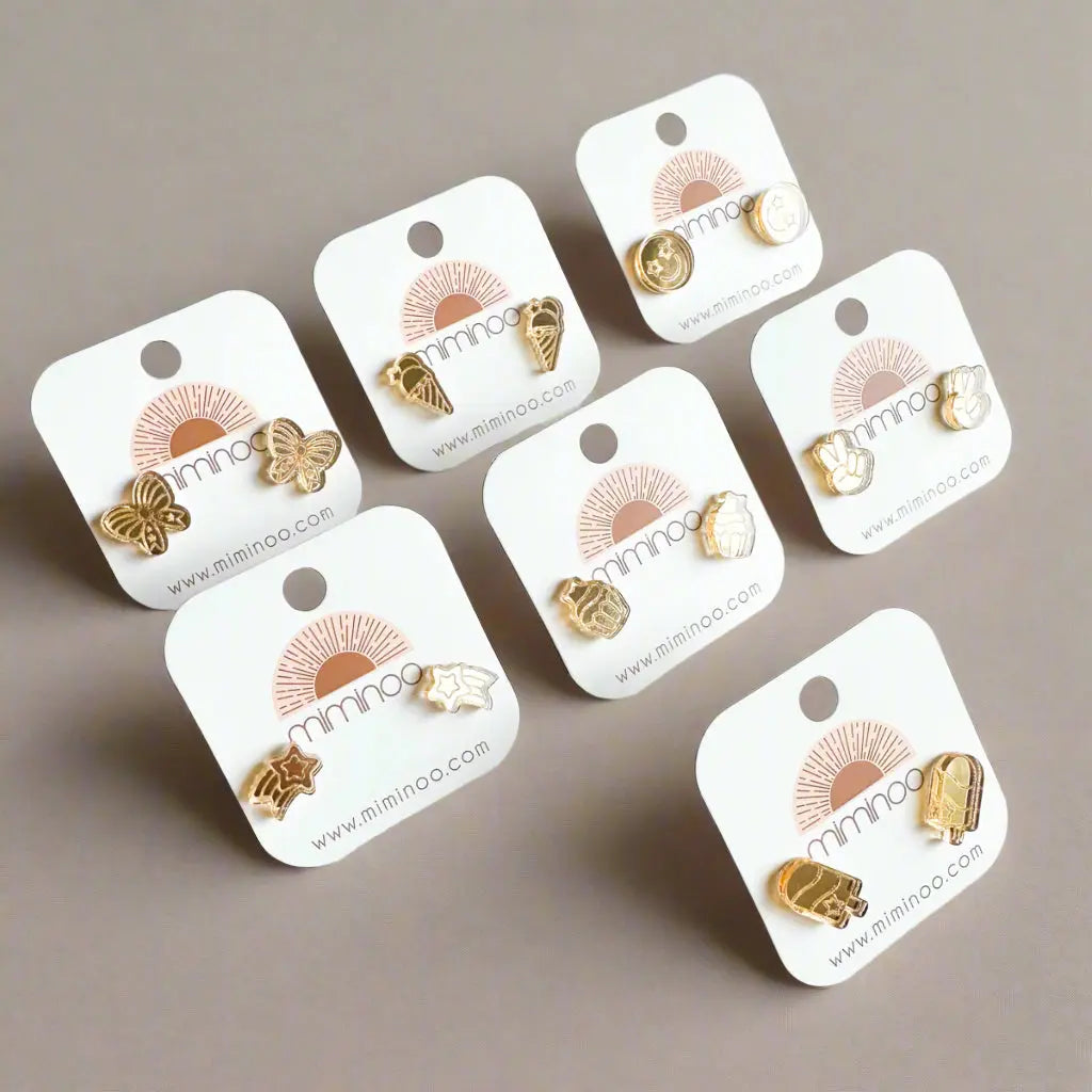 Patriotic Gold Mirror Stud Earrings Miminoo Jewelry