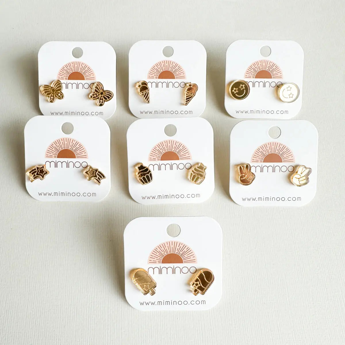 Patriotic Gold Mirror Stud Earrings Miminoo Jewelry