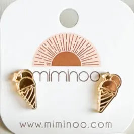 Patriotic Gold Acrylic Ice Cream Stud Earrings for Kids - Miminoo Accessories