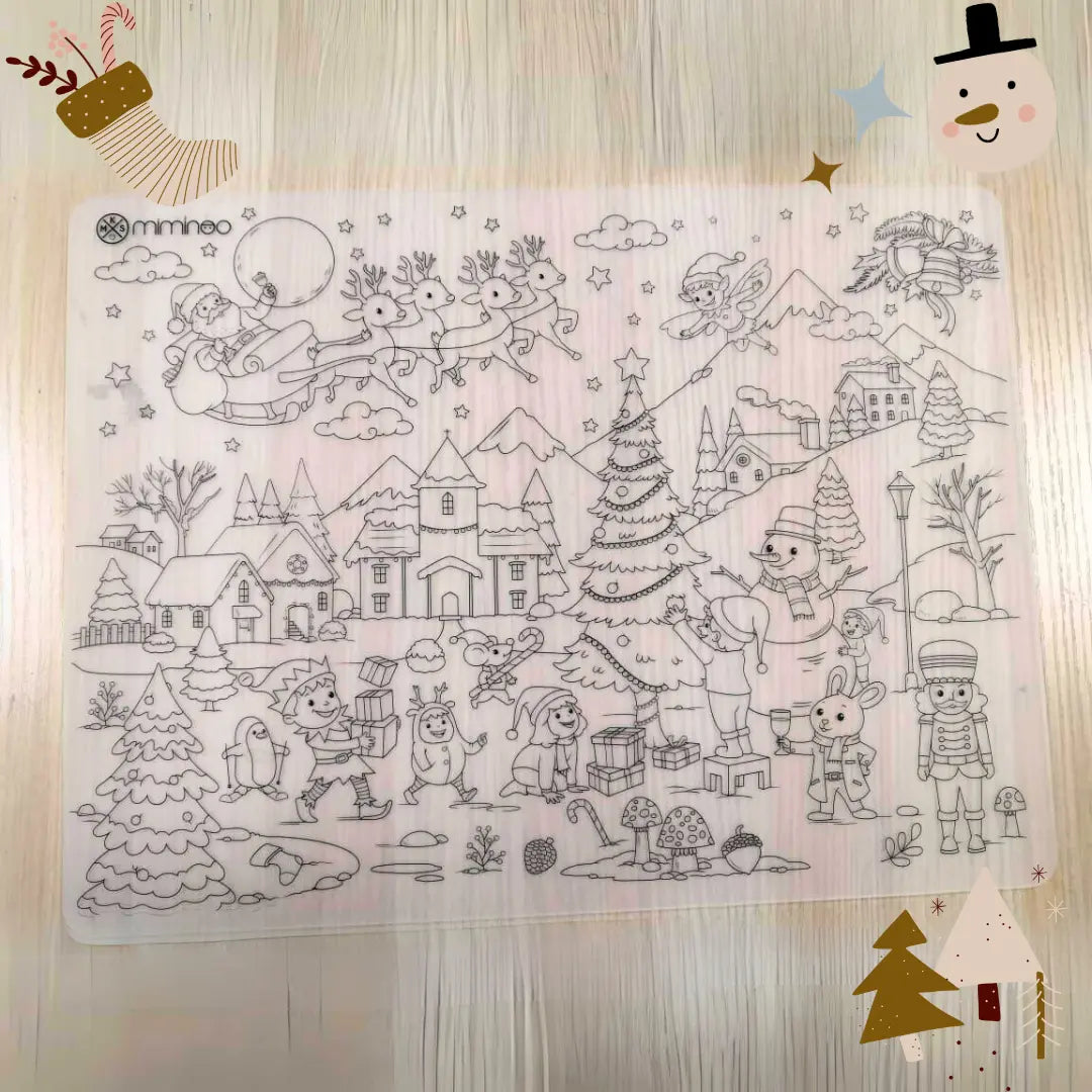 Christmas special edition coloring erasable silicone mat for kids boys girls gift holidays mks miminoo